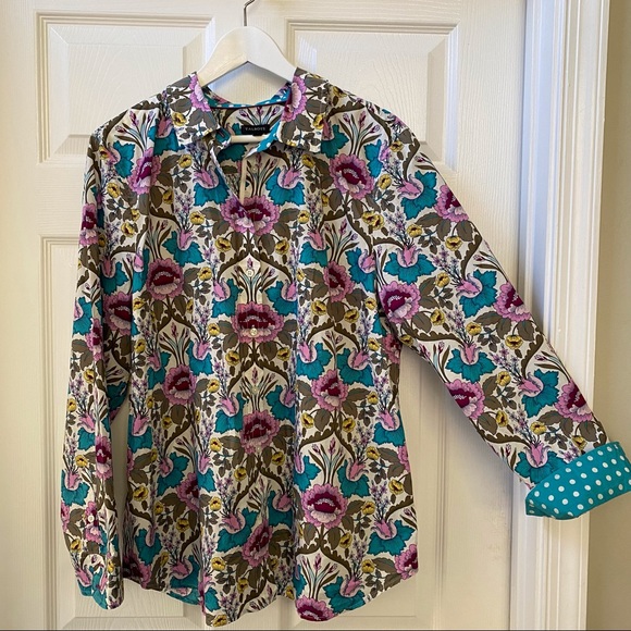 Talbots Bright Crisp & Colorful! Cotton Button Shirt XL - Picture 3 of 3